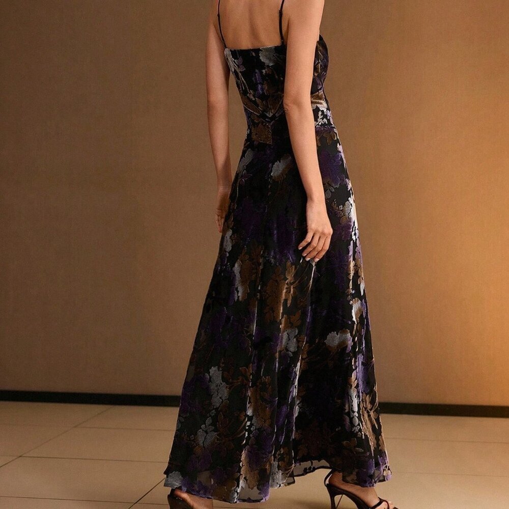 Multicolor Casual Women's Floral Print Backless Dress - Picture 2 of 6